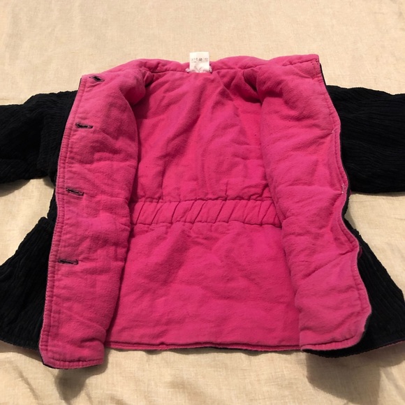 Girls Black/Pink Corduroy Botton Down Jacket with 2 Front Pockets Size 7/8 - Picture 8 of 12